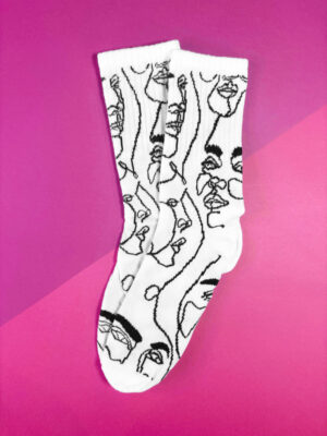 Abstract Line Faces Sports Style Crew Socks - Image 4