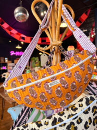 Orange Paisley Print Quilted Cross Body Stroller Bag