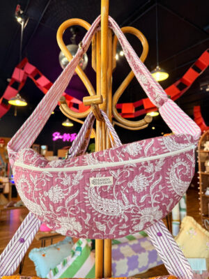 Pink Paisley Print Quilted Cross Body Stroller Bag
