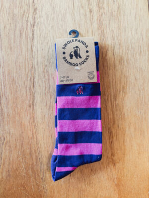 Men's Pink & Blue Striped Bamboo Socks
