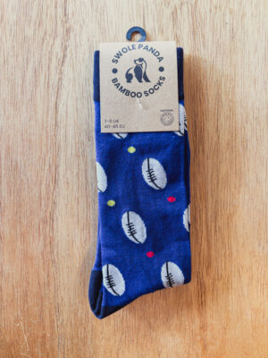 Men's Blue Rugby Ball Bamboo Socks