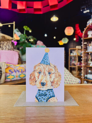 Dudley Cockapoo Party Hat Card