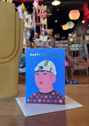 Happy Birthday Blue Portrait Card