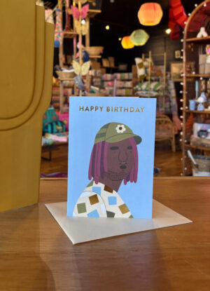 Happy Birthday Light Blue Portrait Card