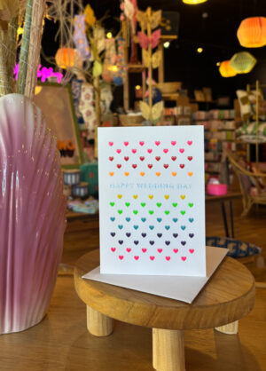 Happy Wedding Day Rainbow Hearts Card