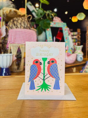 Pink Birds Birthday Card