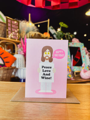 John Lennon Peace Love and Wine Birthday Card