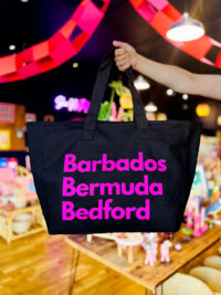 Barbados Bermuda Bedford Large Tote Bag - Black with Pink Lettering