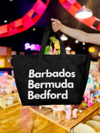 Barbados Bermuda Bedford Large Tote Bag - Black with White Lettering