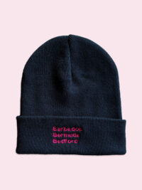 Barbados Bermuda Bedford Black Beanie Pink Text