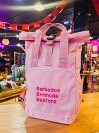 Barbados Bermuda Bedford Backpack - Pink with Pink Lettering