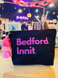 Bedford Innit Large Accessory Pouch - Black with Pink Lettering