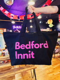 Bedford Innit Large Tote Bag - Black with Pink Lettering