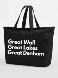 Great Wall, Great Lakes, Great Denham - Large Black Totes with White Font